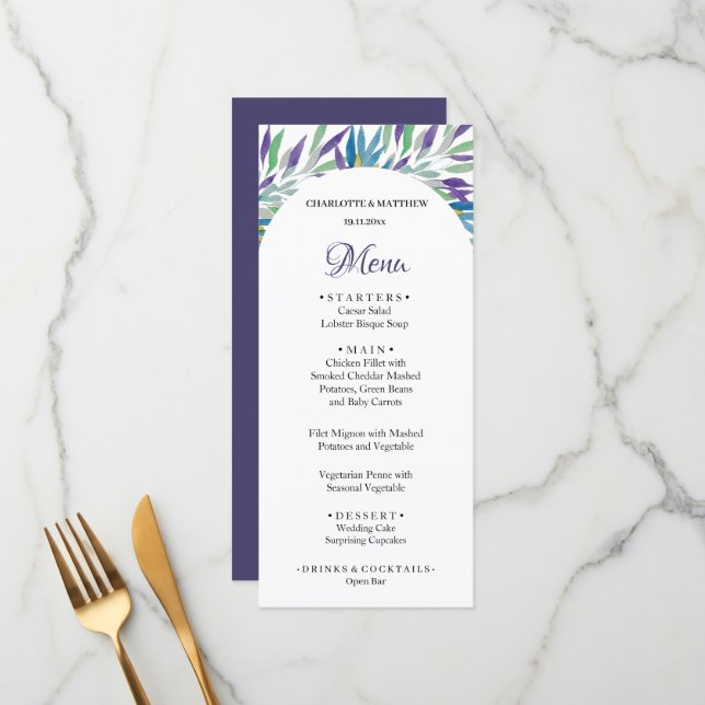 Menu Linda Boca Roxa Aquarela Floral (Frente/Verso In Situ)