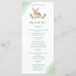 Menu Lindo Coelho de Aquarela Marrom e Folhagens de Pás