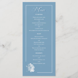 Menu Linha de Arte Rosa Azul Empoeirada Jantar Casament