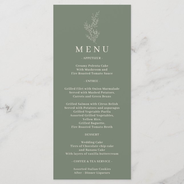 Menu Linha de hera de flor verde salva (Frente)