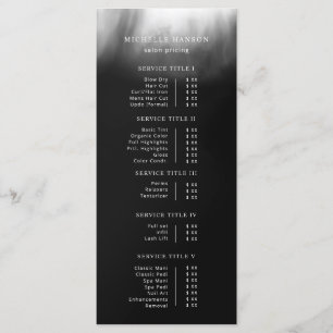 Menu Lista de preços brancos Abstrato preto minimalista