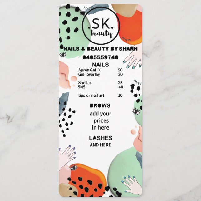 Menu lista de preços compartilhados (Frente)