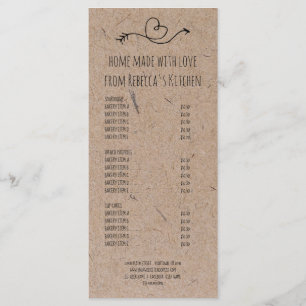 Menu Lista de Preços da Padaria Caseira Com Amor & 