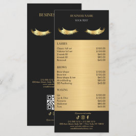 Menu Lista de Preços de Salão de Luxo Preto e Dourado