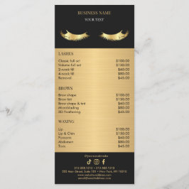 Menu Lista de Preços de Salão de Luxo Preto e Dourado