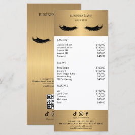 Menu Lista de Preços do Salão Branco e Dourado de Luxo