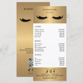 Menu Lista de Preços do Salão Branco e Dourado de Luxo