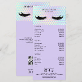 Menu Lista de Preços do Salão de Cílios Holográficos