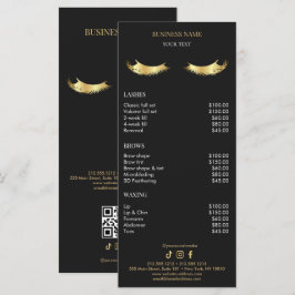 Menu Lista de Preços do Salão Preto e Dourado de Luxo