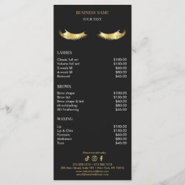 Menu Lista de Preços do Salão Preto e Dourado de Luxo