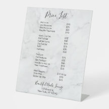 Menu Lista de Preços Profissional do Salão de Nail