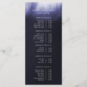 Menu Lista de preços simples Abstrato azul e minimalist