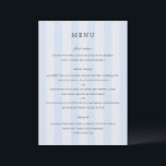 Menu Listras Azuis Elegantes Casamento Moderno<br><div class="desc">Design moderno com listras clássicas.</div>