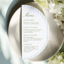 Menu Listras Azuis Elegantes em Meia Lua