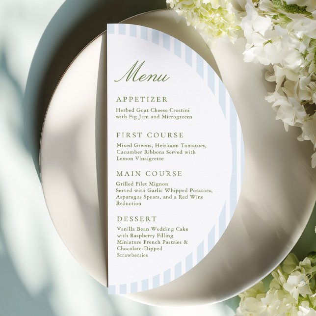 Menu Listras Azuis Elegantes em Meia Lua  (Criador carregado)