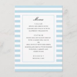 Menu Listras náuticas azuis. Casamento listrado moderno