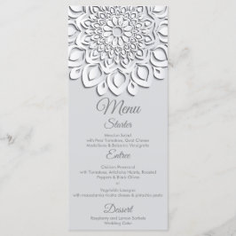 Menu Livro Branco Contemporâneo Corte Mandala Casamento