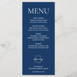 Menu Logotipo de evento comercial elegante azul-escuro 