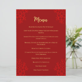 Menu Logotipo floral vermelho casamento chinês dupla fe