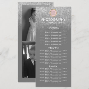 Menu Logotipo Prateado de Glitter Cinza de Negócios de