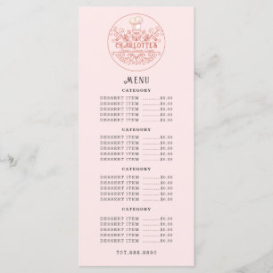 Menu Logotipo rosa rosa da padaria