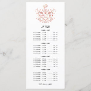 Menu Logotipo rosa Rosa da padaria