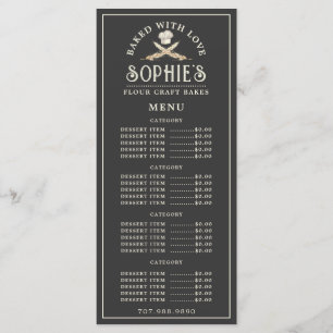 Menu Logotipo único de padeiro padaria pastelaria preto