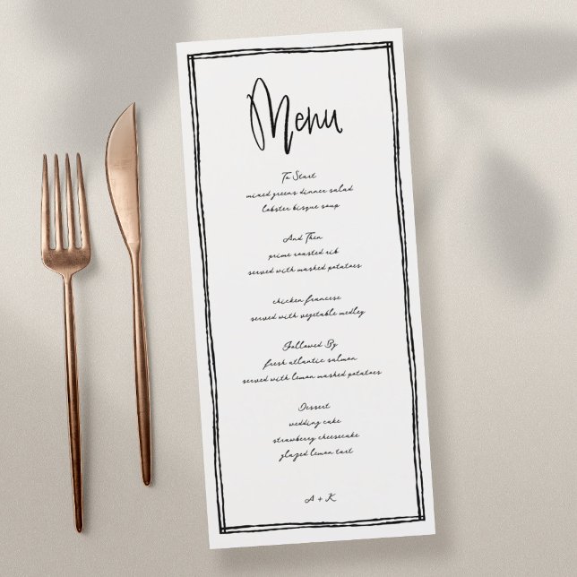 Menu Longo do Casamento Negro e Branco Francês Mod (Criador carregado)