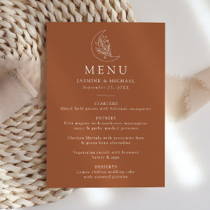 Menu Lua e Estrelas Elegantes Terracota Casamento