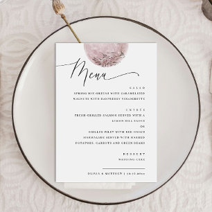 Menu Lua Esbranquiçada Elegante Boho Rosa Janto de ca