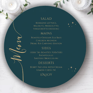 Menu Lua Verde Celestial Dourada Stars aniversário de 3