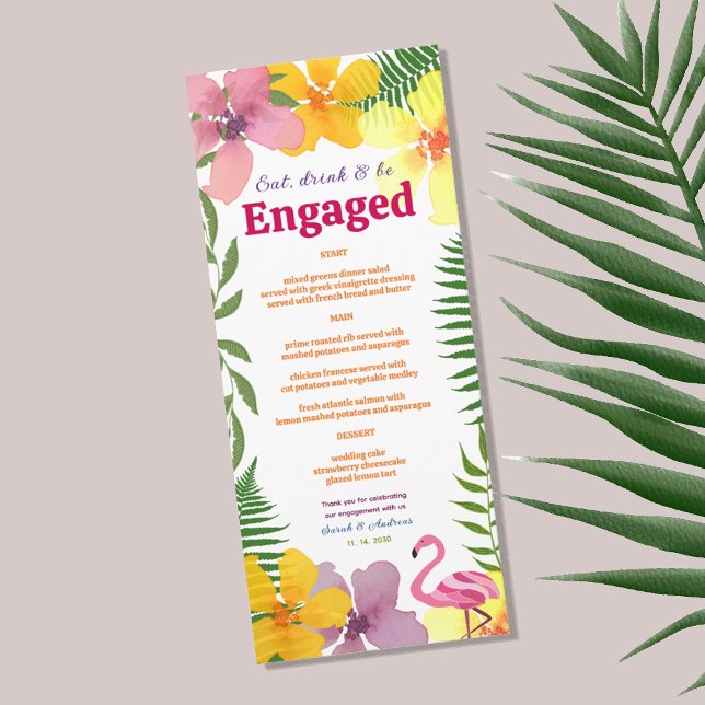 Menu Luau Festa de noivado Tropical (Criador carregado)