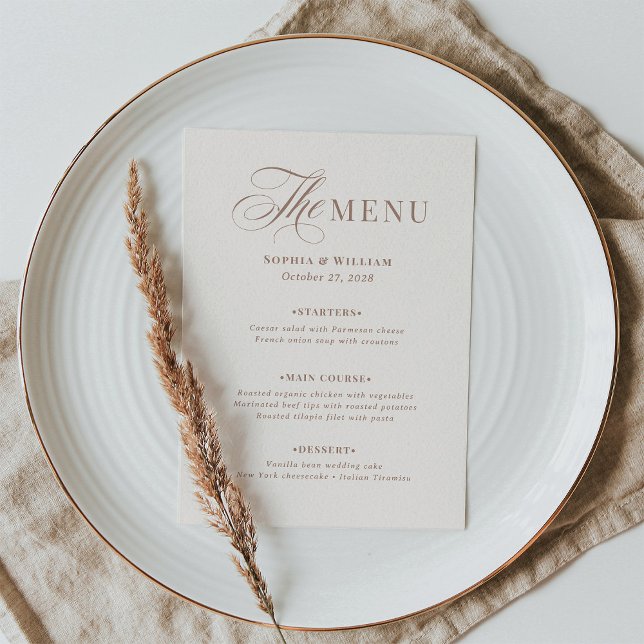 Menu Luxe Marfim e Taupe Mocha | Casamento Neutro (Criador carregado)