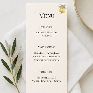 Menu Luxo Italiano Costeiro Mediterrâneo