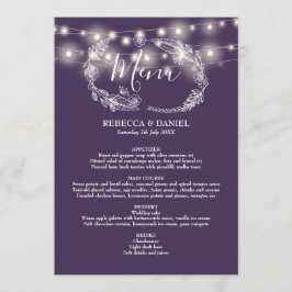Menu Luzes de Corda Casamento Floral Roxo