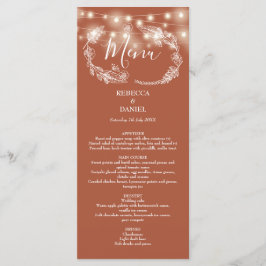 Menu Luzes de Corda Floral Terracota Casamento