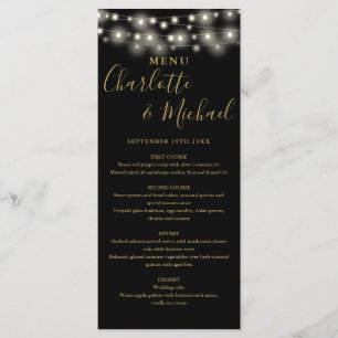 Menu Luzes de Corda Ouro Preto Cardápio de Casamento As