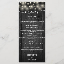Menu Luzes de Corda Rústicas Madeira de Celeiro Preto C