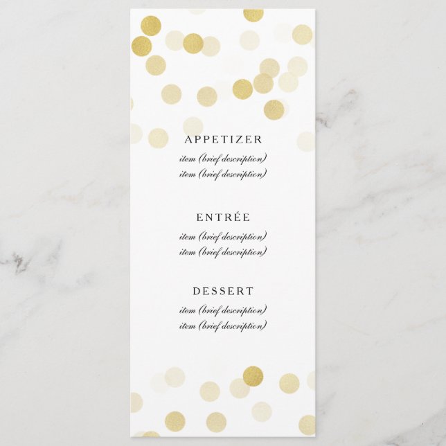 Menu Luzes elegantes do brilho da folha Dourado do (Frente)