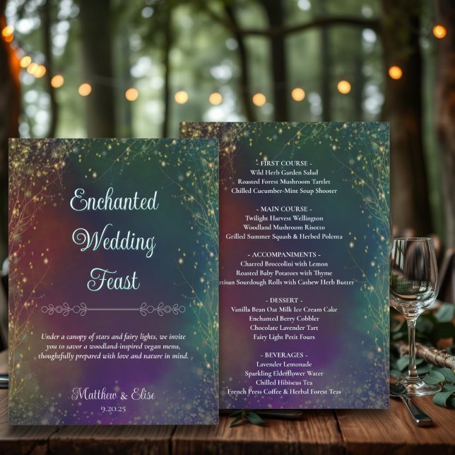 Menu Luzes Mágicas de Fada Floresta Casamento ao Ar Liv (Criador carregado)