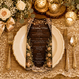 Menu Luzes Rústicas de Corda Velas de Madeira Casamento