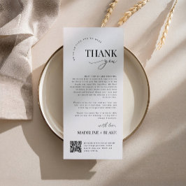 Menu MADDIE Wedding Thank You Note with QR Code