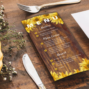 Menu Madeira russa Girassol Festa de casamento amarela