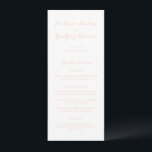 Menu Madison Peach Elegant Wedding<br><div class="desc">Menus de casamento clássicos,  com um design simples,  mas elegante,  com seus nomes em script e seus detalhes em fontes serif.</div>