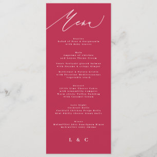 Menu Magenta clássica Caligrafia vermelha de verão
