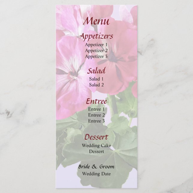 Menu Magenta Geranium (Frente)