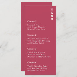 Menu Magenta Simple Modern Wedding
