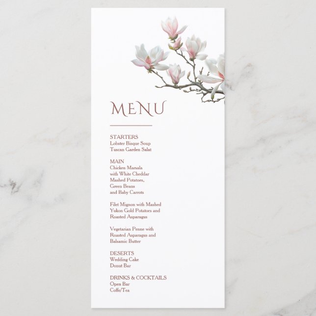 Menu Magnolia Arte Floral Refinado (Frente)