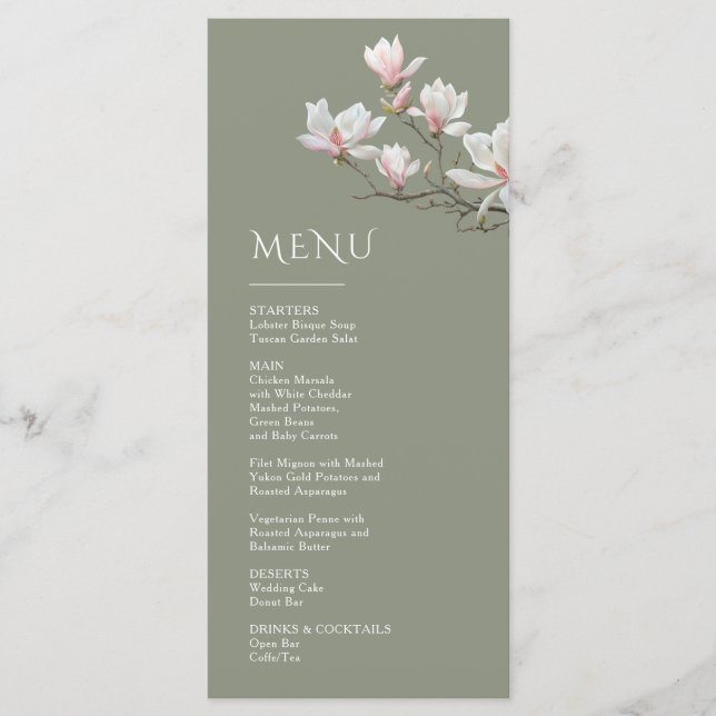 Menu Magnolia Arte Floral Refinado (Frente)