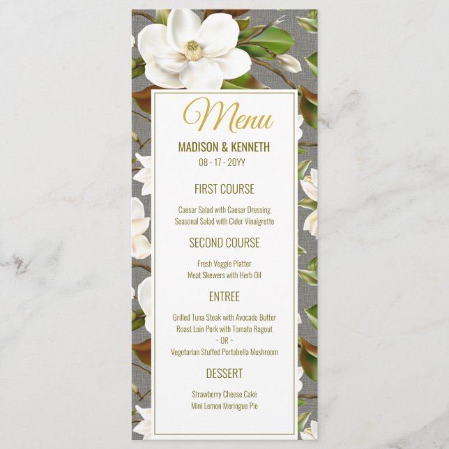 Menu Magnolia Floral Wedding (Frente)